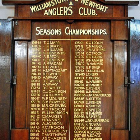 Honour Board Gold Leaf Lettering - Williamstown & Newport Anglers Club