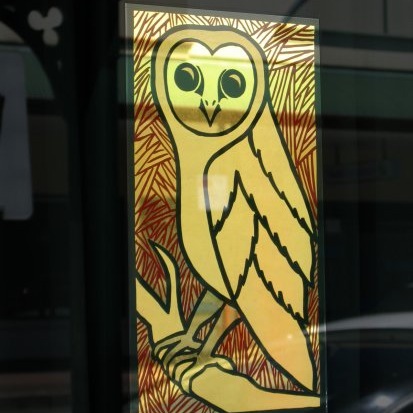 on glass glg reverse window owl