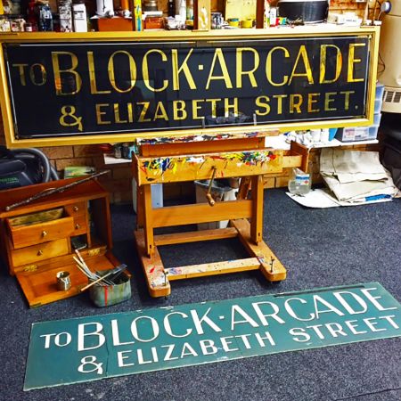 24ct Gold Leaf Gilded sign with mock embossed effect for a heritage building.