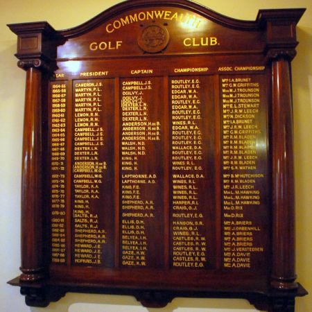 Commonwealth Golf Club Honour Board - Gold Leaf Lettering