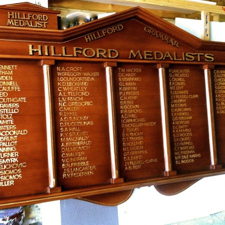 Honour Board Gold Leaf Lettering (Hillford Medalists, Hillford Grammar)