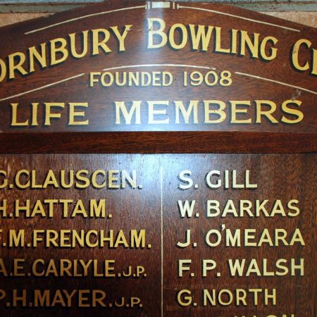Thornbury Bowling Club - Honour Board Gold Leaf Lettering