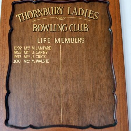 Thornbury Ladies Bowling Club - Honour Board Gold Leaf Lettering